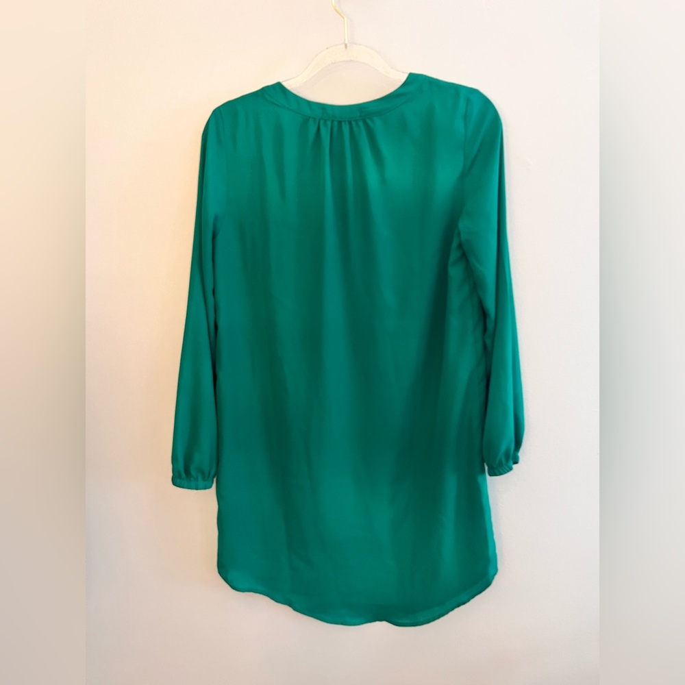 GIBSON Green Long Sleeve Mini Shift Dress - Picture 3 of 4